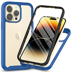 Silicone Transparent Frame Case Cover 360 Degrees ZJ3 for Apple iPhone 13 Pro Blue