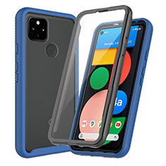 Silicone Transparent Frame Case Cover 360 Degrees ZJ3 for Google Pixel 4a 5G Blue
