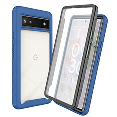 Silicone Transparent Frame Case Cover 360 Degrees ZJ3 for Google Pixel 6a 5G Blue