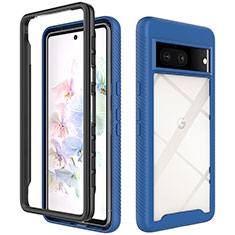 Silicone Transparent Frame Case Cover 360 Degrees ZJ3 for Google Pixel 7 5G Blue