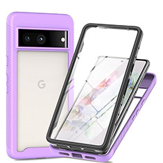 Silicone Transparent Frame Case Cover 360 Degrees ZJ3 for Google Pixel 7a 5G Purple