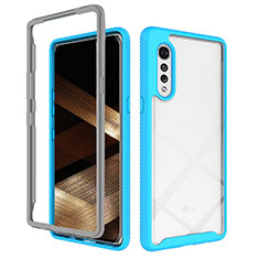 Silicone Transparent Frame Case Cover 360 Degrees ZJ3 for LG Velvet 4G Sky Blue