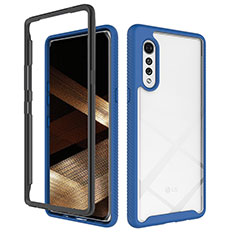 Silicone Transparent Frame Case Cover 360 Degrees ZJ3 for LG Velvet 5G Blue