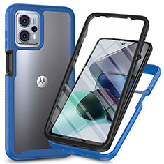 Silicone Transparent Frame Case Cover 360 Degrees ZJ3 for Motorola Moto G13 Blue