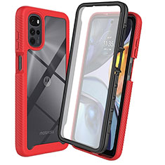 Silicone Transparent Frame Case Cover 360 Degrees ZJ3 for Motorola Moto G22 Red