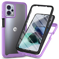 Silicone Transparent Frame Case Cover 360 Degrees ZJ3 for Motorola Moto G23 Purple