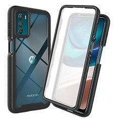 Silicone Transparent Frame Case Cover 360 Degrees ZJ3 for Motorola Moto G42 Black