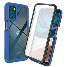 Silicone Transparent Frame Case Cover 360 Degrees ZJ3 for Motorola Moto G42 Blue