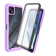 Silicone Transparent Frame Case Cover 360 Degrees ZJ3 for Motorola Moto G50 5G Purple