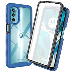 Silicone Transparent Frame Case Cover 360 Degrees ZJ3 for Motorola MOTO G52 Blue