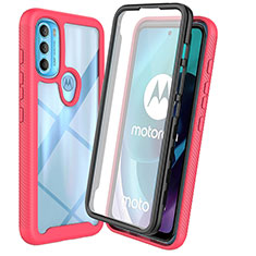 Silicone Transparent Frame Case Cover 360 Degrees ZJ3 for Motorola Moto G71 5G Hot Pink