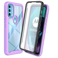 Silicone Transparent Frame Case Cover 360 Degrees ZJ3 for Motorola Moto G71 5G Purple