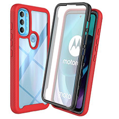 Silicone Transparent Frame Case Cover 360 Degrees ZJ3 for Motorola Moto G71 5G Red