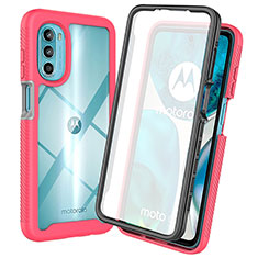 Silicone Transparent Frame Case Cover 360 Degrees ZJ3 for Motorola Moto G82 5G Hot Pink