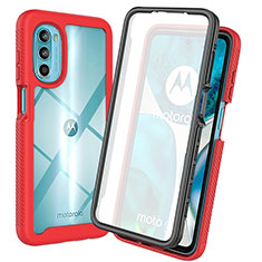 Silicone Transparent Frame Case Cover 360 Degrees ZJ3 for Motorola Moto G82 5G Red