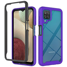 Silicone Transparent Frame Case Cover 360 Degrees ZJ3 for Samsung Galaxy A12 Nacho Purple
