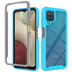 Silicone Transparent Frame Case Cover 360 Degrees ZJ3 for Samsung Galaxy A12 Nacho Sky Blue