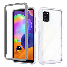 Silicone Transparent Frame Case Cover 360 Degrees ZJ3 for Samsung Galaxy A31 White