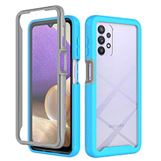 Silicone Transparent Frame Case Cover 360 Degrees ZJ3 for Samsung Galaxy A32 4G Sky Blue