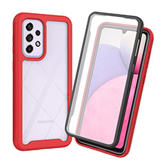 Silicone Transparent Frame Case Cover 360 Degrees ZJ3 for Samsung Galaxy A33 5G Red
