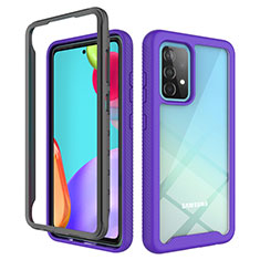 Silicone Transparent Frame Case Cover 360 Degrees ZJ3 for Samsung Galaxy A52 5G Clove Purple