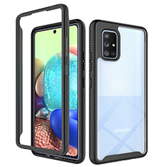 Silicone Transparent Frame Case Cover 360 Degrees ZJ3 for Samsung Galaxy A71 4G A715 Black