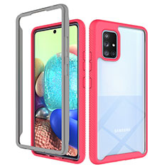 Silicone Transparent Frame Case Cover 360 Degrees ZJ3 for Samsung Galaxy A71 4G A715 Hot Pink