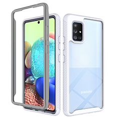 Silicone Transparent Frame Case Cover 360 Degrees ZJ3 for Samsung Galaxy A71 4G A715 White