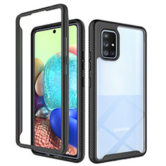 Silicone Transparent Frame Case Cover 360 Degrees ZJ3 for Samsung Galaxy A71 5G Black