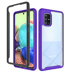 Silicone Transparent Frame Case Cover 360 Degrees ZJ3 for Samsung Galaxy A71 5G Clove Purple