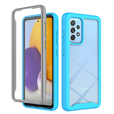 Silicone Transparent Frame Case Cover 360 Degrees ZJ3 for Samsung Galaxy A72 5G Sky Blue