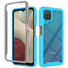 Silicone Transparent Frame Case Cover 360 Degrees ZJ3 for Samsung Galaxy F12 Sky Blue