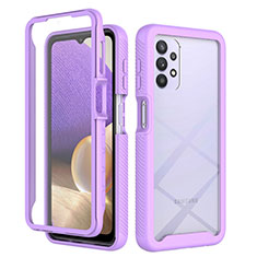 Silicone Transparent Frame Case Cover 360 Degrees ZJ3 for Samsung Galaxy M32 5G Clove Purple