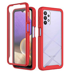Silicone Transparent Frame Case Cover 360 Degrees ZJ3 for Samsung Galaxy M32 5G Red