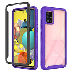 Silicone Transparent Frame Case Cover 360 Degrees ZJ3 for Samsung Galaxy M40S Clove Purple