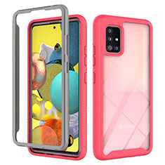 Silicone Transparent Frame Case Cover 360 Degrees ZJ3 for Samsung Galaxy M40S Hot Pink