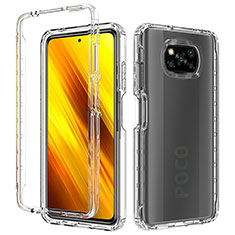 Silicone Transparent Frame Case Cover 360 Degrees ZJ3 for Xiaomi Poco X3 NFC Clear