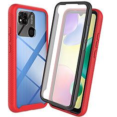 Silicone Transparent Frame Case Cover 360 Degrees ZJ3 for Xiaomi Redmi 9 India Red