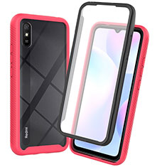 Silicone Transparent Frame Case Cover 360 Degrees ZJ3 for Xiaomi Redmi 9AT Hot Pink