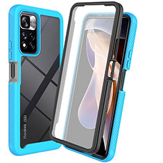 Silicone Transparent Frame Case Cover 360 Degrees ZJ3 for Xiaomi Redmi Note 11 Pro+ Plus 5G Sky Blue