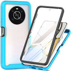 Silicone Transparent Frame Case Cover 360 Degrees ZJ4 for Huawei Honor Magic4 Lite 4G Sky Blue