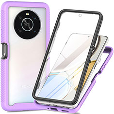 Silicone Transparent Frame Case Cover 360 Degrees ZJ4 for Huawei Honor X9 4G Clove Purple