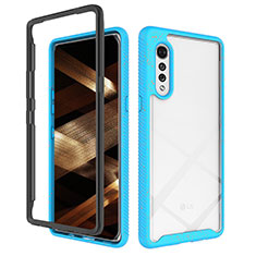 Silicone Transparent Frame Case Cover 360 Degrees ZJ4 for LG Velvet 4G Sky Blue