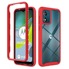 Silicone Transparent Frame Case Cover 360 Degrees ZJ4 for Motorola Moto E13 Red