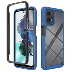 Silicone Transparent Frame Case Cover 360 Degrees ZJ4 for Motorola Moto G23 Blue