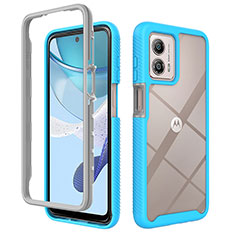Silicone Transparent Frame Case Cover 360 Degrees ZJ4 for Motorola Moto G53 5G Sky Blue
