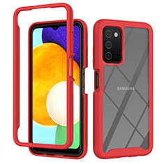 Silicone Transparent Frame Case Cover 360 Degrees ZJ4 for Samsung Galaxy A02s Red