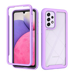 Silicone Transparent Frame Case Cover 360 Degrees ZJ4 for Samsung Galaxy A33 5G Clove Purple