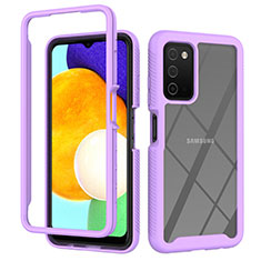 Silicone Transparent Frame Case Cover 360 Degrees ZJ4 for Samsung Galaxy M02s Clove Purple