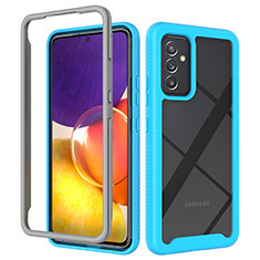 Silicone Transparent Frame Case Cover 360 Degrees ZJ4 for Samsung Galaxy Quantum2 5G Sky Blue